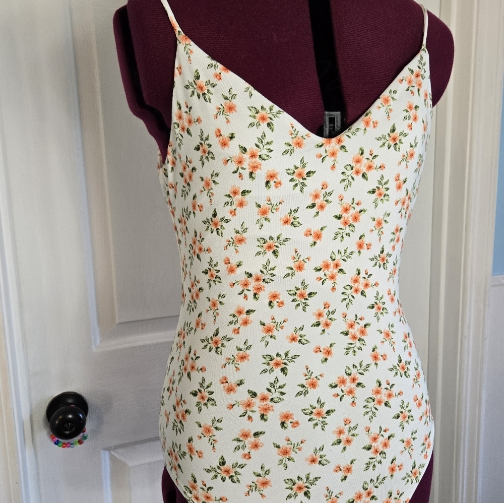 Windsor White & Orange Small Floral Strappy Bodysuit - Picture 3 of 10